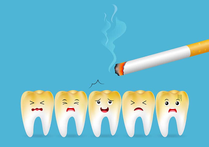 Smoking and tobacco use as a major cause of yellow and brown stains on teeth Harlow